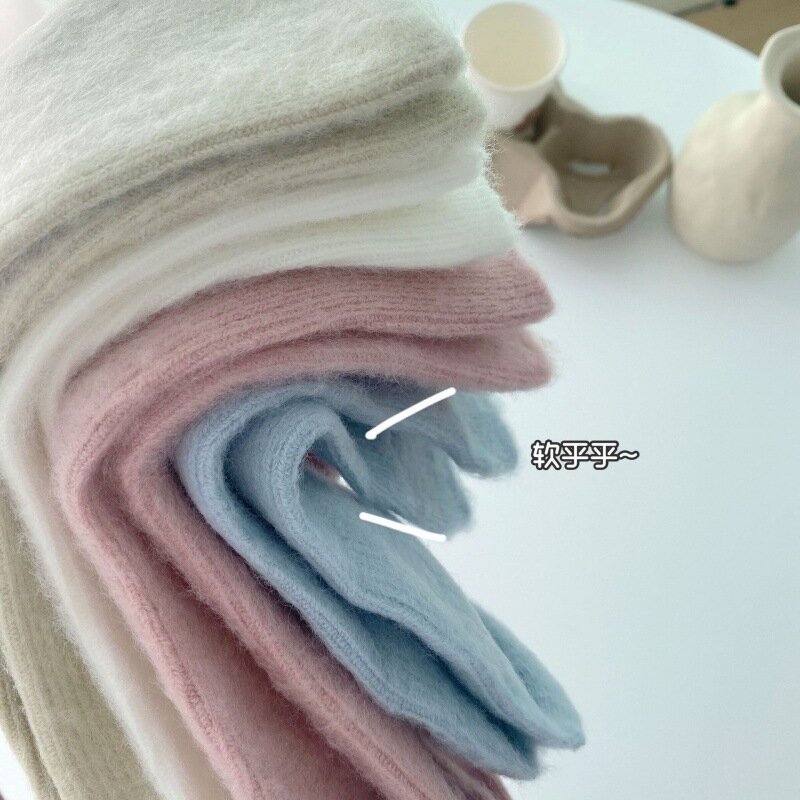 Nouvelle collection hiver 2022 de chaussettes en laine épaisse et chaude pour femmes, mode japonaise, couleur unie, en cachemire, décontractées, Kawaii, 35-40