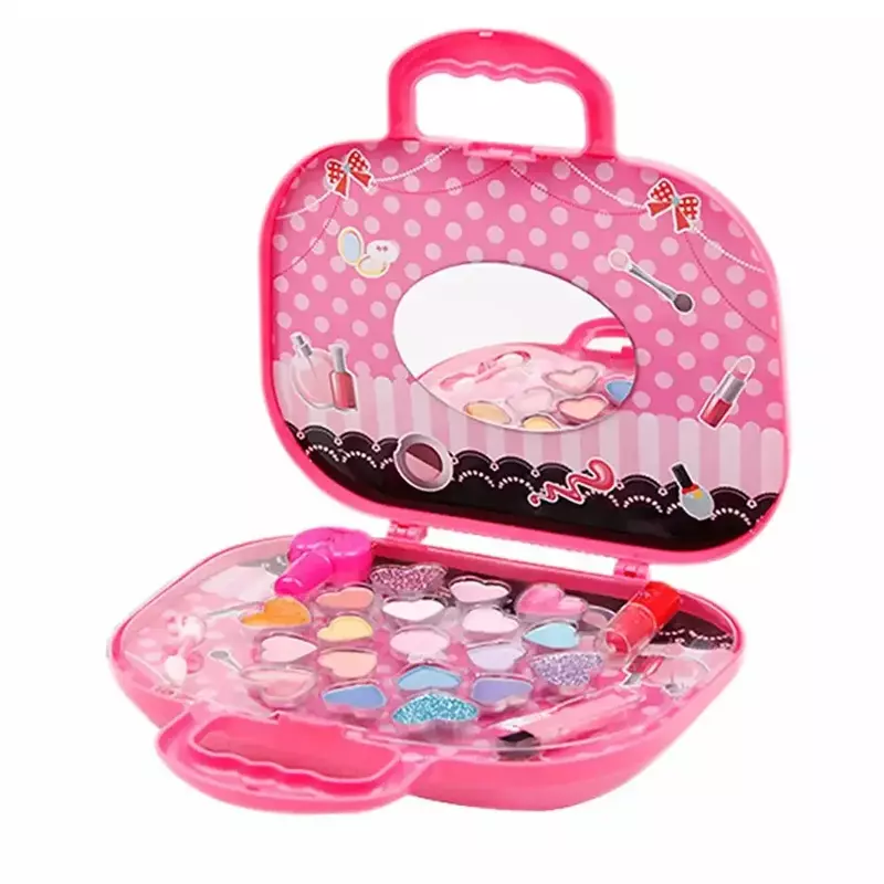 Children's Makeup Box Cosmetics Princess Set Safe Non-toxic Lipstick Nail Polish Girl Play House Toy Birthday Christmas Gifts