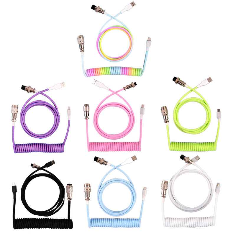 Type C Mechanical Keyboard Coiled Cable USB Keyboard Wire Mechanical Keyboard Aviator Desktop Computer Aviation Connector 3M