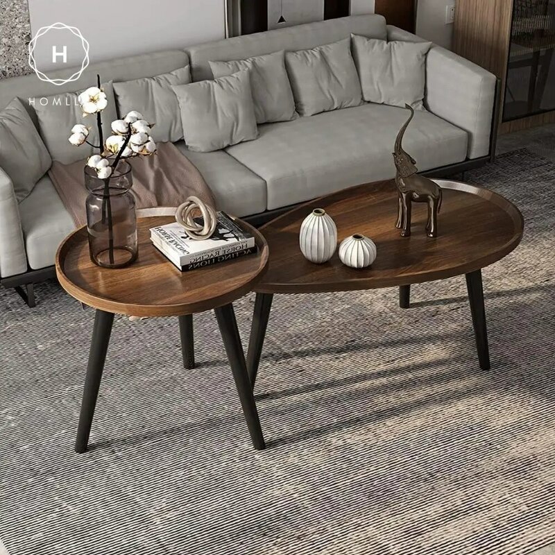 Homlly 3 legged Round Oval Living Room Sofa Coffee Table