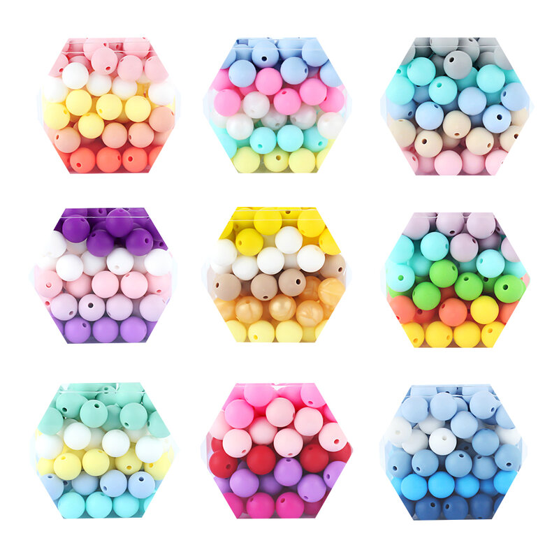 12mm 100pcs Baby Silicone Beads Round Teether Beads Nursing Necklace Pacifier Chain Clip Toys Oral Care BPA Free Food Grade