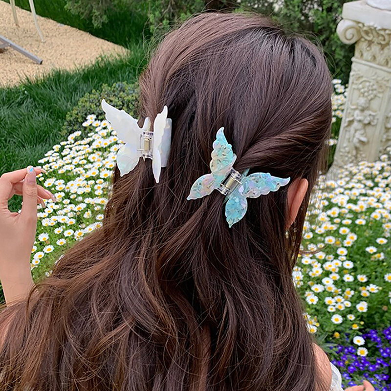 Francuskie Retro kształt motyla spinki do włosów koreański styl moda octan Gradient spinka do włosów dziewczyny klamra do włosów akcesoria do włosów nakrycia głowy