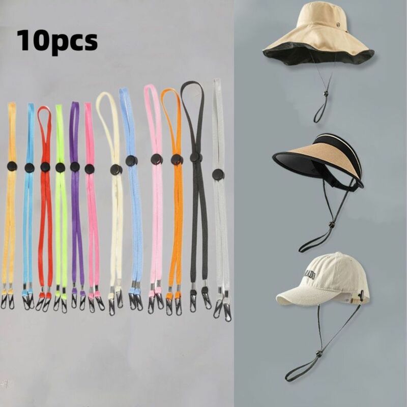 Sombrero antipérdida de 10 piezas, cordón de barbilla de calidad, multifunción, 70cm, correa para sombrero a prueba de viento, nailon extraíble, cuerda para el viento, sombrero para el sol