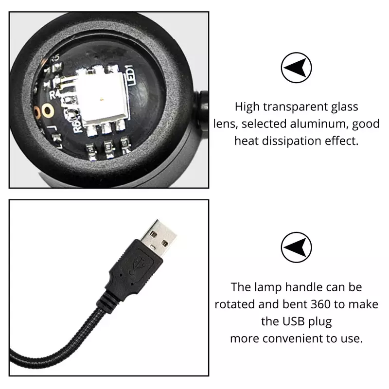 존슨더갱 LED 레인보우 네온 램프 프로젝터, 1x USB 램프
