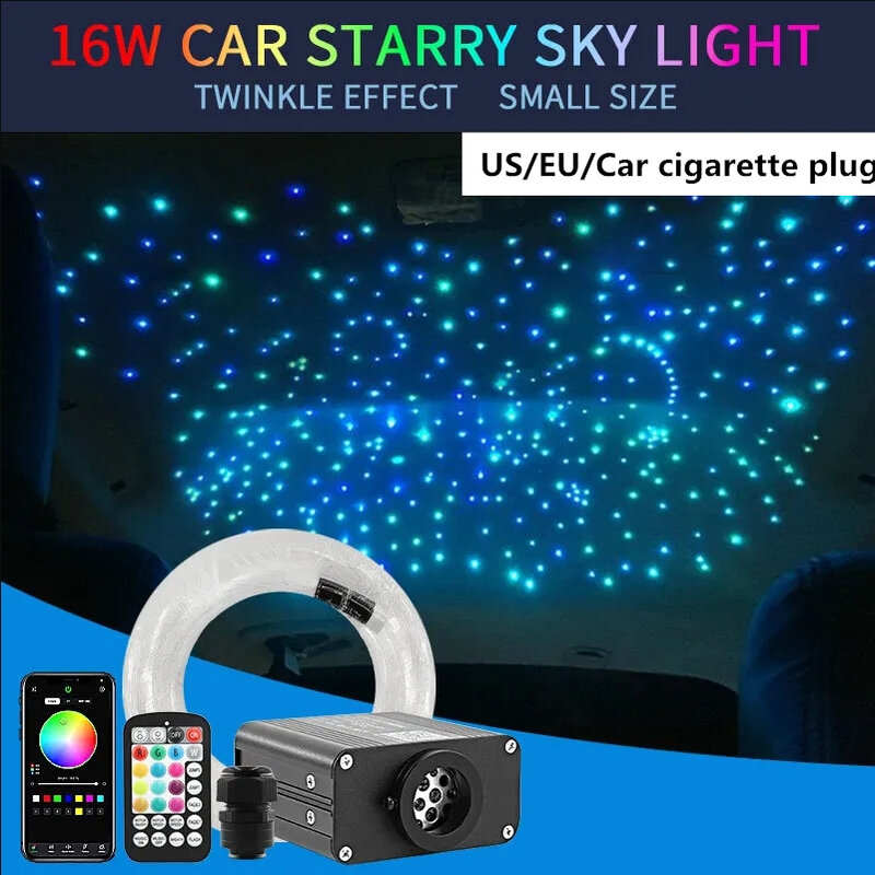 Twinkle Starry Sky LED Luz de teto do carro, luz de fibra óptica, teto interior, luz atmosférica, decoração doméstica, novo, 16W