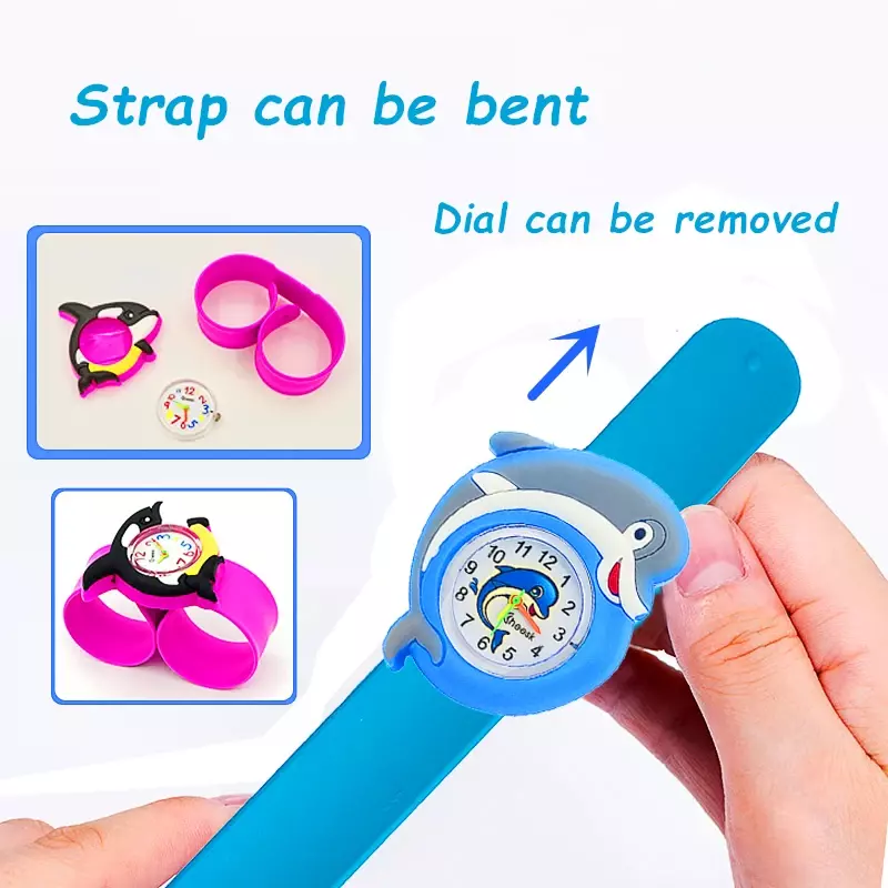 Baby Learn Time Toy orologio per bambini orologio 3D Cartoon Slap bracciale per bambini orologi per ragazzi ragazze regali di compleanno Montre Enfant