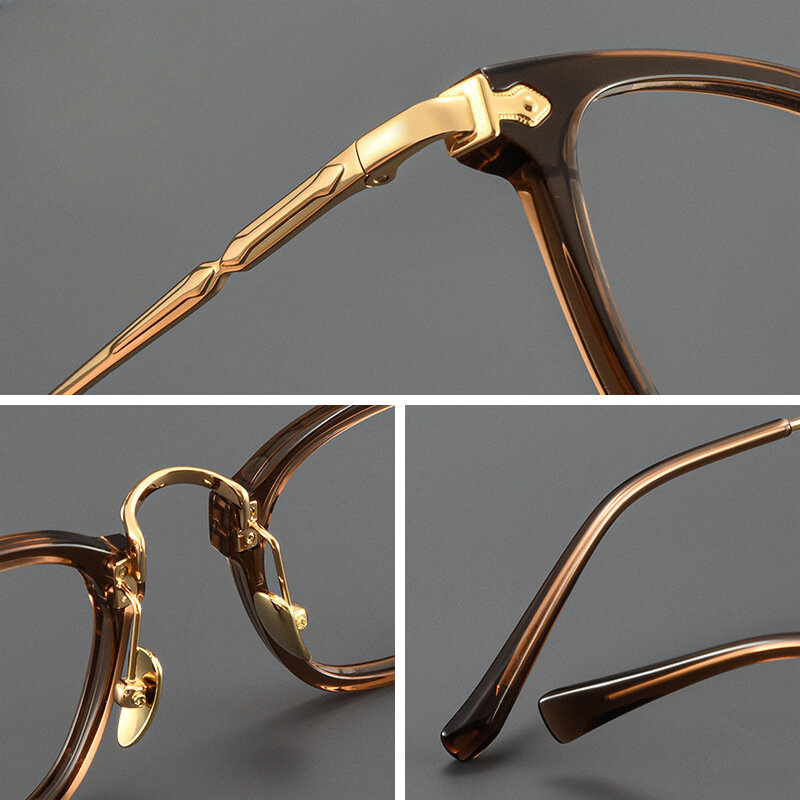 Hochwertige reine Titan Rahmen Mies Vintage Acetat Brille Rahmen Männer Frauen Myopie verschreibung pflicht ige Brillen Luxusmarke Spektakel