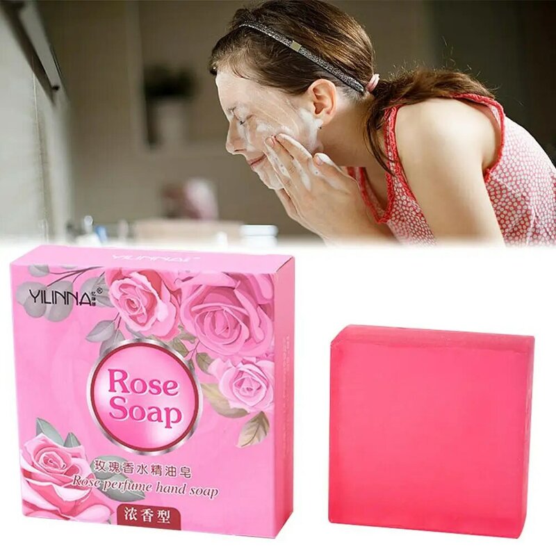 Rose Handmade Essential Oil Soap Treatment Acne Face Soap Essential Cleaning Rose Bath Smooth Oil Moisturizing Aromatherapy M5G0