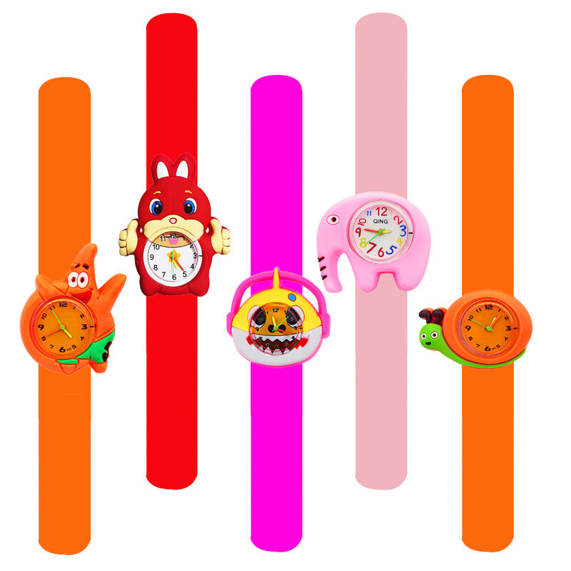 Factory Wholesale Cartoon Children Watch Baby Learn Time Toy Kids Slap Watches Boys Girls Christmas Gift for Kid Aged 2-15