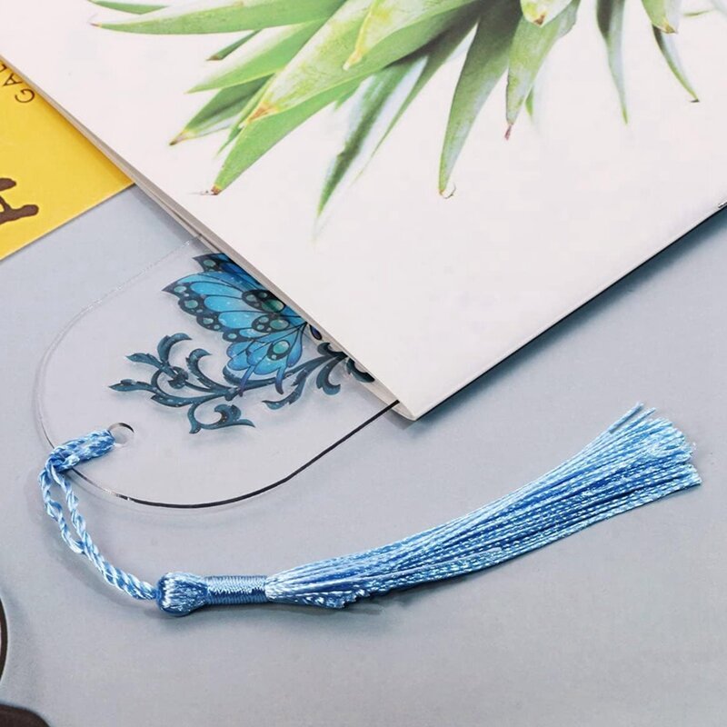 Blank Clear Acrylic Bookmarks 20Pcs Rectangle Craft Transparent Acrylic Book Markers With 20Pcs Small Bookmark Tassels