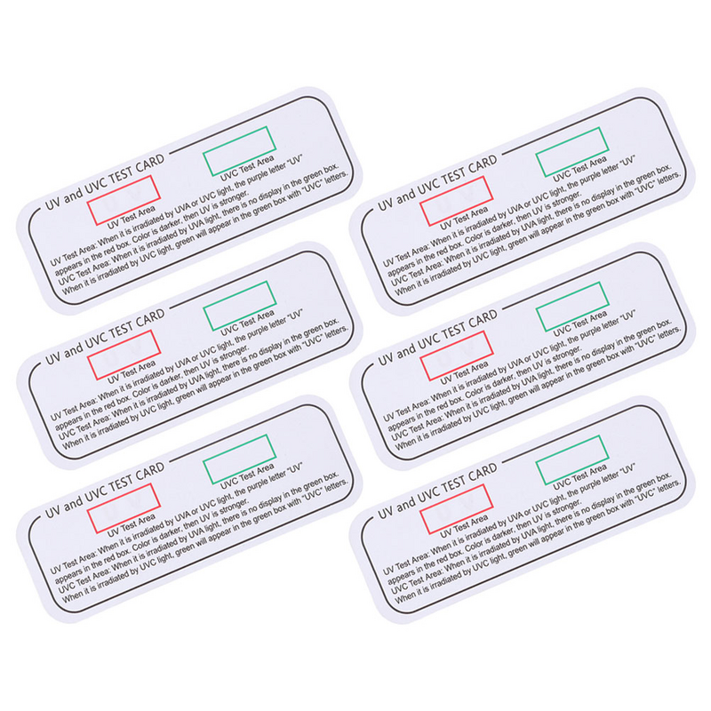 UV Test Detection Stickers, Cartões De Luz UV, Cartões De Teste, 6 Pcs