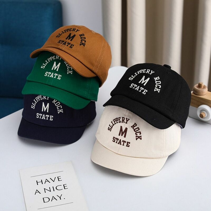 Casquette brodée de lettres coréennes pour bébé, casquette de baseball en coton pour garçons et filles, chapeau à visière réglable pour enfants, document solide, été