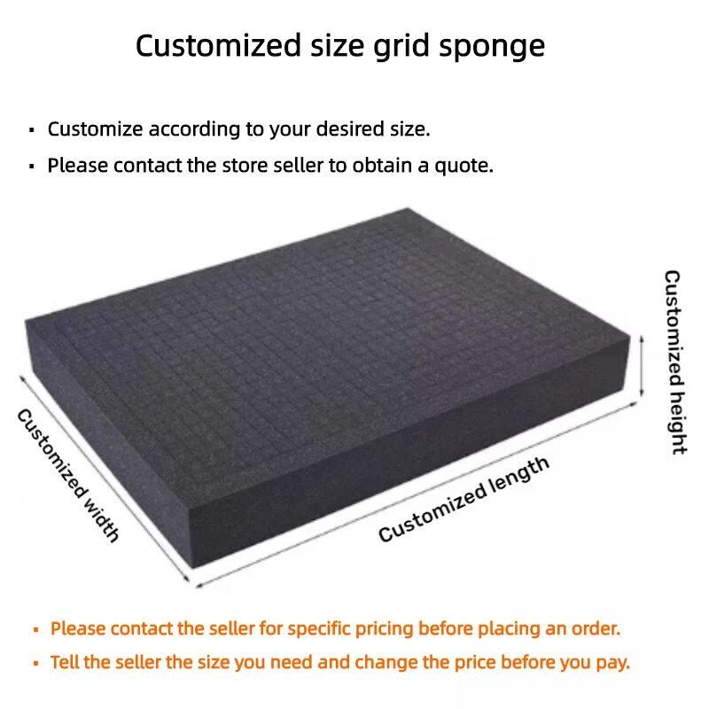 Hard Case e Flight Case, Small Square Grid Sponge, Pré-Corte Foam Insert, High Density Pick Pluck Toolbox, Tamanho personalizado