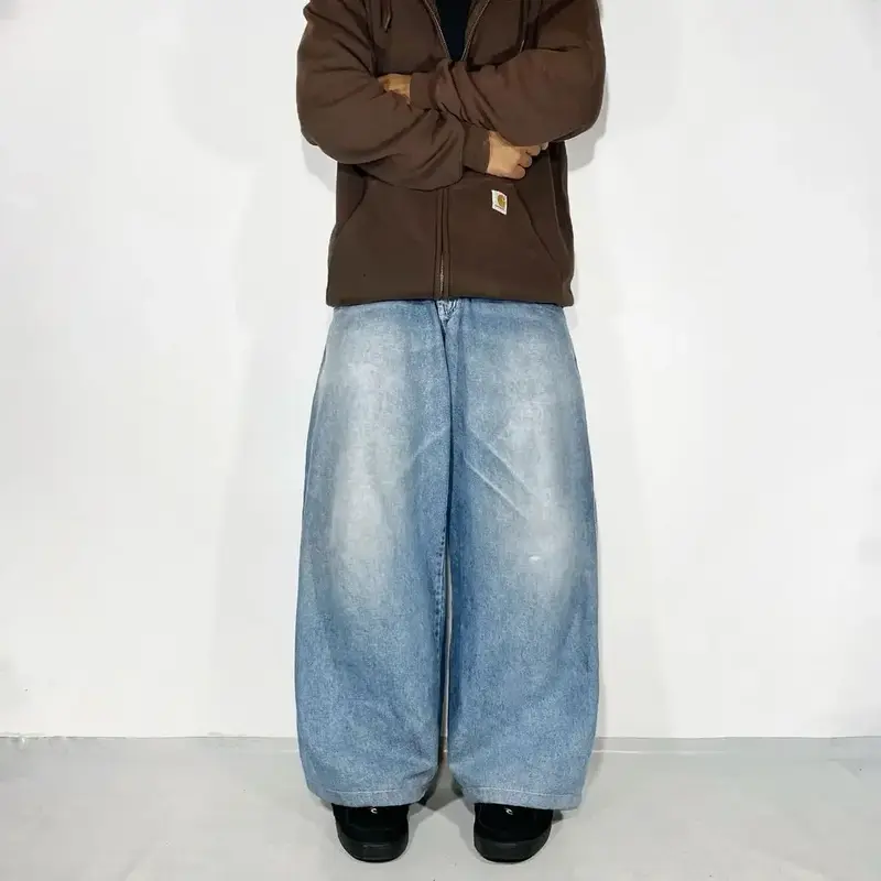 Новые мешковатые джинсы Harajuku в стиле хип-хоп, ретро, с мультяшным графическим принтом, вышитые джинсы для мужчин и женщин, Готическая уличная одежда, широкие брюки для женщин