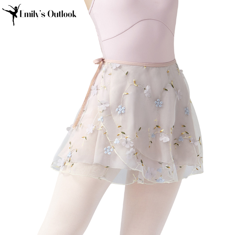 Rok balet bordir wanita syal bungkus Mini seksi 2 lapis kostum pertunjukan kelas penari gadis besar dewasa