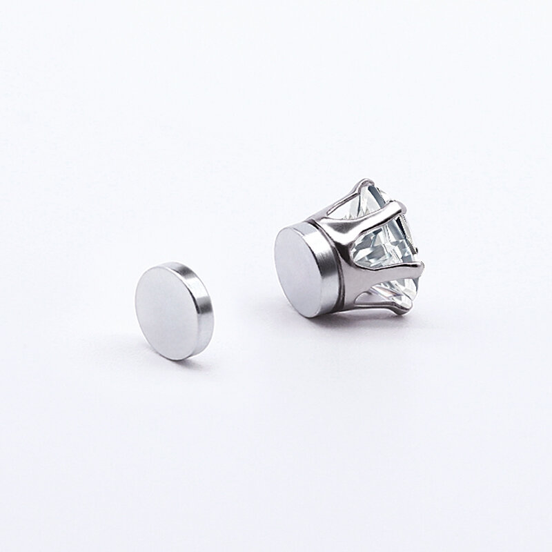 Pendientes magnéticos Unisex, aretes redondos de Clip de diamantes de imitación de cristal, sin perforación, joyería de moda