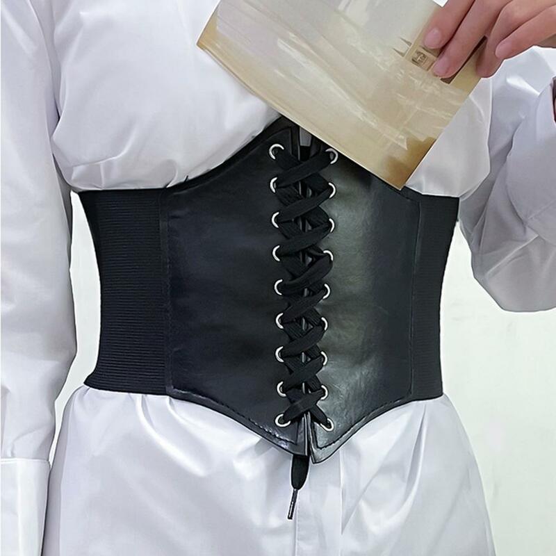 Elegante Espartilho Largo Corpo Confortável Cintura Shaping Decorativa Self Tie Wide Dress Belt