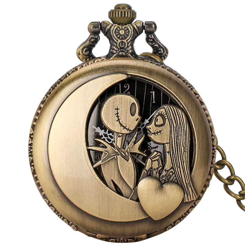Punk Vintage Bronze Quartz Pocket Watch Gift Men Women Antique Style Arabic Numerals Dial Necklace Pendant Chain Clock Children