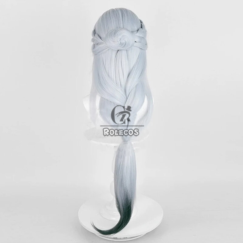 ROLECOS Game Genshin Impact Lantern Rite Shenhe parrucche Cosplay Shenhe 100cm parrucca lunga sfumata grigia capelli sintetici resistenti al calore