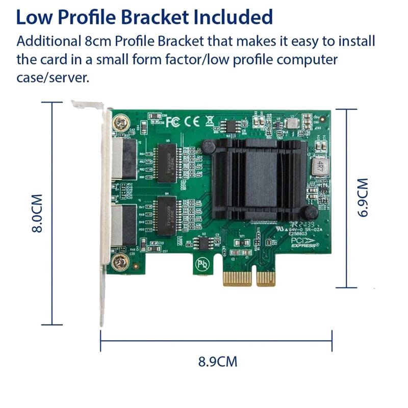Двухпортовая гигабитная PCIe сетевая карта 1000M, двойной стандартный адаптер Ethernet с 82571EB сетевая карта LAN для Windows