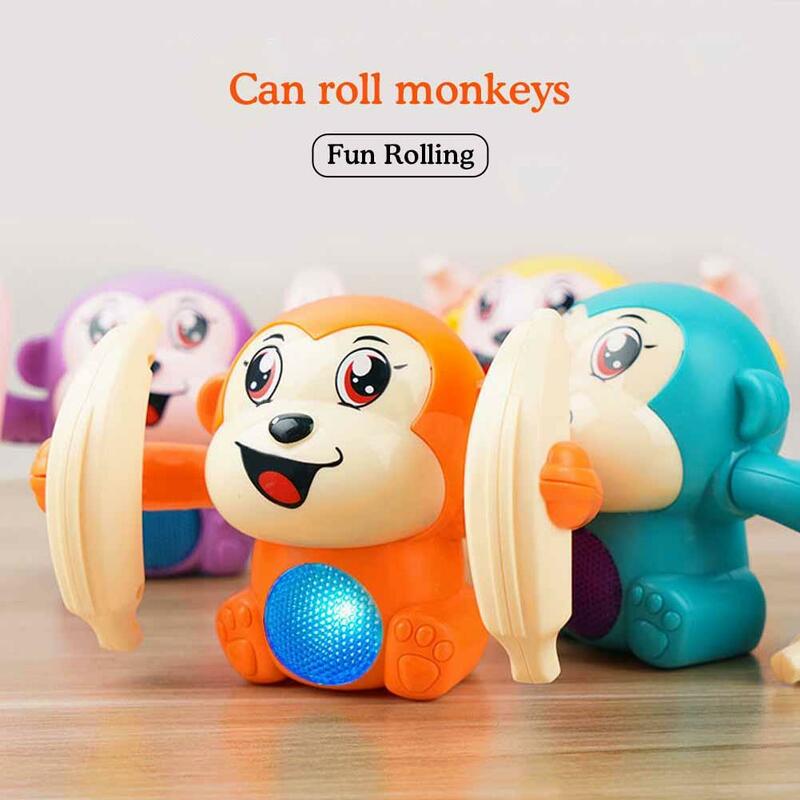 Electric Tumbling Monkey Induction Toys for Kids, Learning to Climb, Music Puzzle, Cartoon Control, Voice Light, Rolling, Z2P3