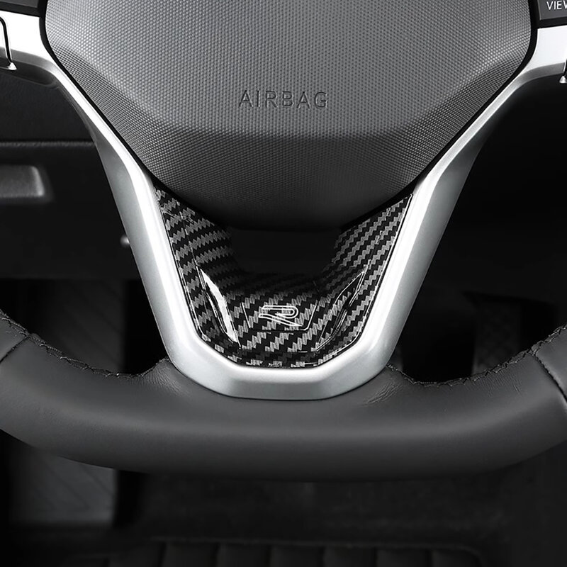 For Volkswagen Golf Passta Arteon Steering Wheel Trim R Logo Carbon Fiber Pattern R Stickers Fits VW Bora ID.3 ID.4 ID.6 2021-24
