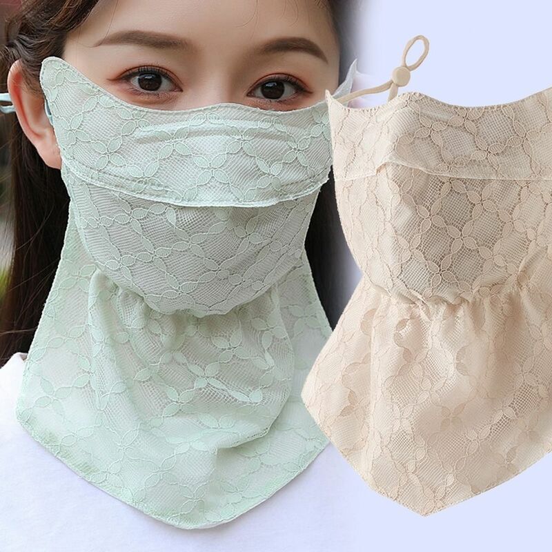 Quick Drying Ice Silk Mask Fashion Neck Protection Breathable Sunscreen Mask Bandana UPF50+ Anti-UV Hanging Ear Scarf for Women