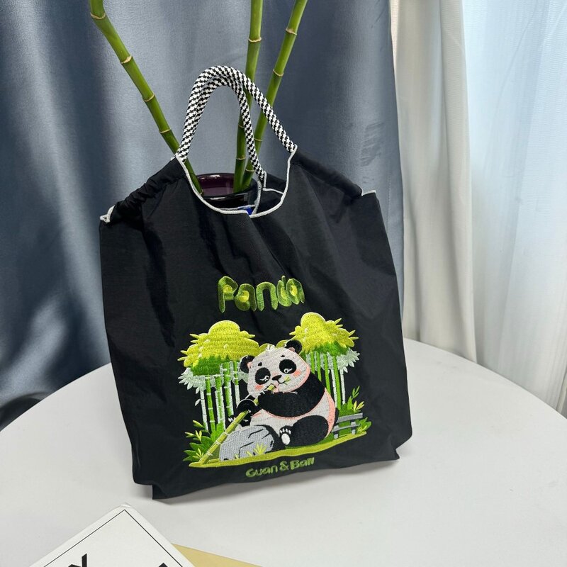 Duża pojemność płócienna Tote modny haft torba eko torba na ramię designerska torba na zakupy