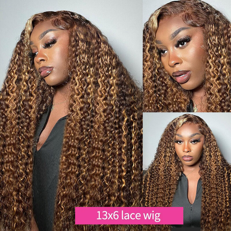 13x6 Highlight Ombre 40 Inch Lace Frontal Wig Curly Human Hair Wigs P427 Colored Brazilian Loose Deep Wave 13x4 Lace Front Wig