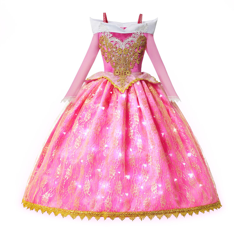 Женский костюм принцессы для девочек, красивое рождественское платье для сна для девочек, светодиодный костюм на Хэллоуин для подростков, малышей, белый