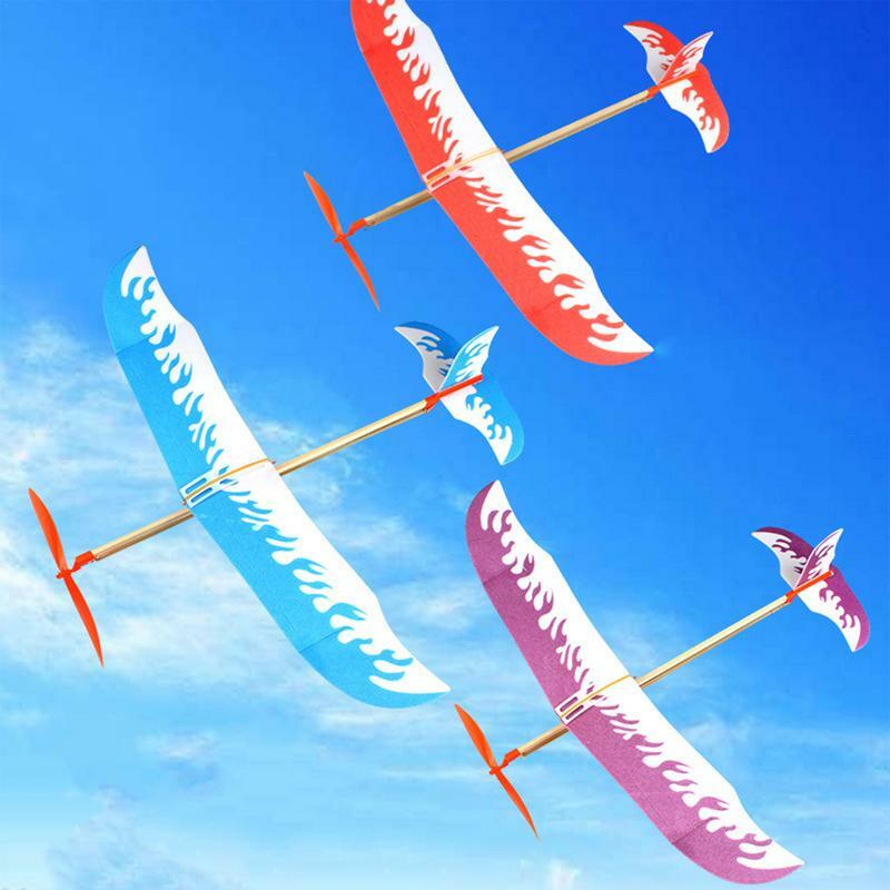 Pesawat karet bertenaga karet gelang pesawat pesawat baling-baling pesawat kreatif buatan tangan baru kayu Balsa Glider untuk penelitian sekolah
