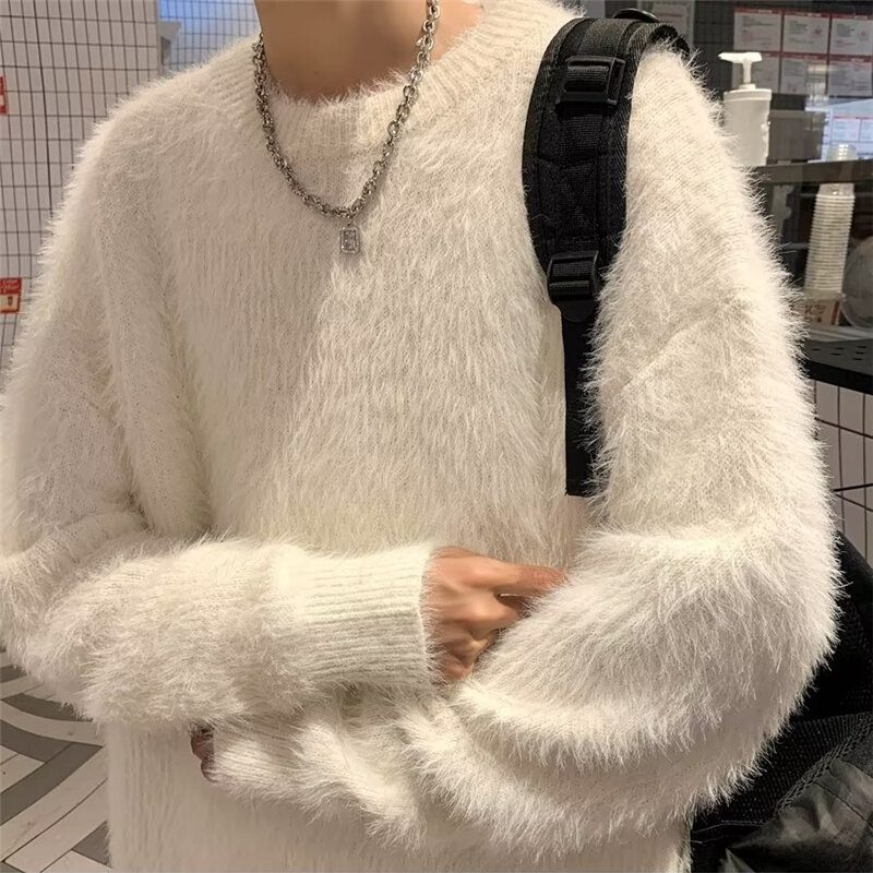 Jesienne swetry męskie zaawansowane na cały mecz styl japoński Harajuku Slouchy College prosty przystojny na co dzień