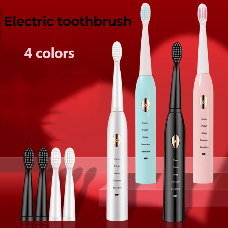 Cepillo de dientes eléctrico ultrasónico para adultos, recargable, lavable, electrónico, blanqueador, temporizador