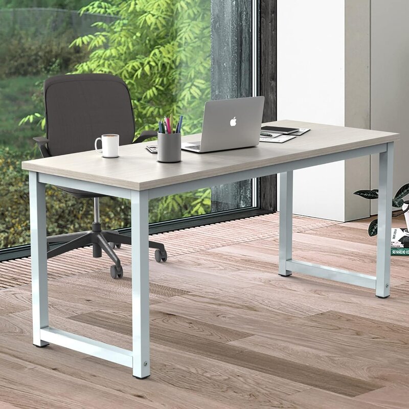 NSdirect Large Office Desk para Home Office, grande mesa de computador, mesa, ampla mesa de estudo para 2 pessoas, 63"