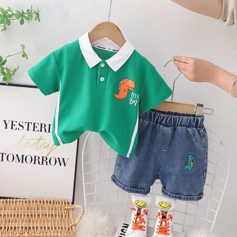 Conjunto de ropa de verano para bebés y niñas, Conjunto de camiseta y pantalones cortos, chándal informal, 2 uds.
