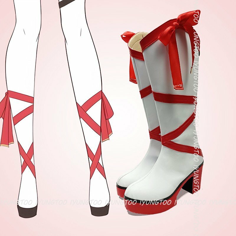 홀로라이브 사쿠라 미야 애니메이션 캐릭터 신발, 코스프레 신발, 부츠, 파티 의상 소품