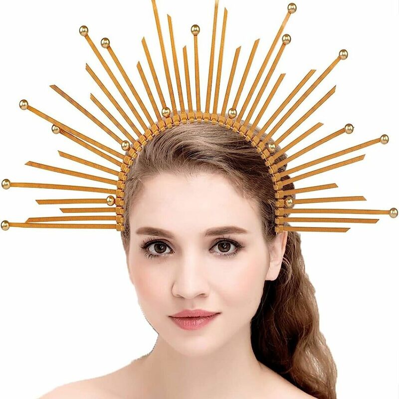 Повязка на голову с золотым изображением Марии и короны, головной убор для косплея богини на Хэллоуин, Женский костюм Призрачного фестиваля, головной убор