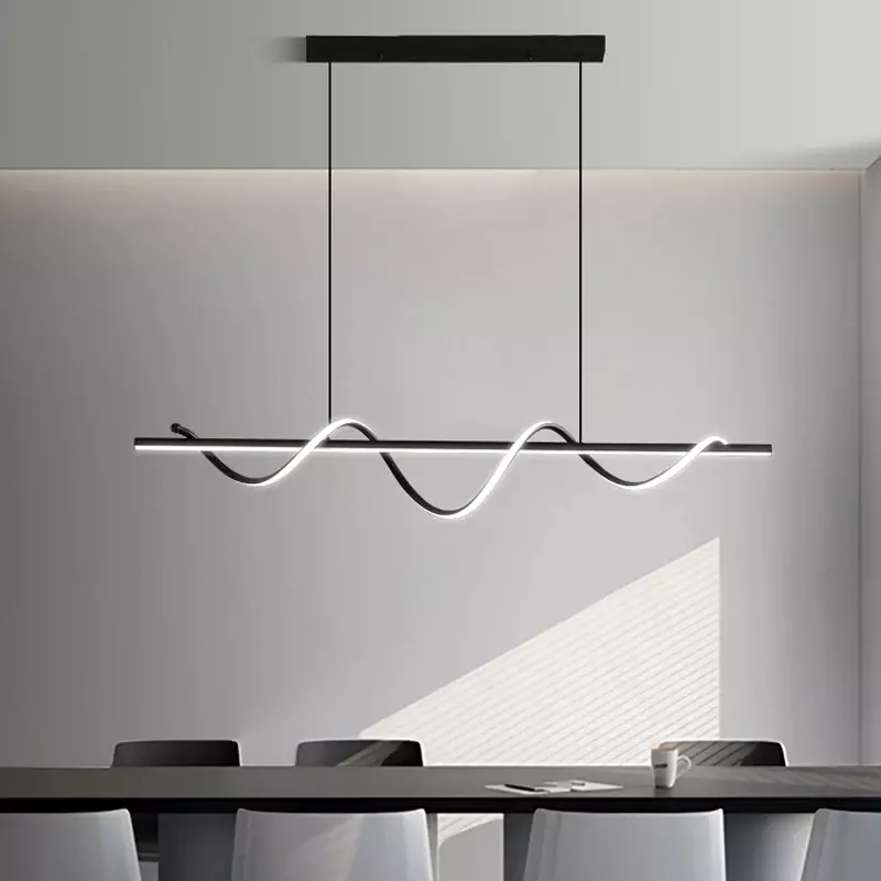 2024 Nieuwe Designer Restaurant Keuken Kroonluchter Moderne Creatieve Spiraal Curve Aluminium Lijn Led Hanglamp Home Verlichting Decor
