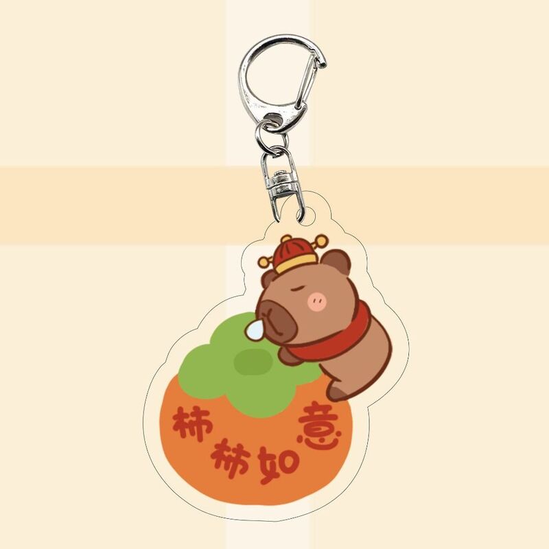 Cute Cartoon Capybara Keychain, Criativo, Engraçado, Acrílico, Kapibara Pingente, Chaveiro Saco, Chave do carro, Ornamento de suspensão para Unisex