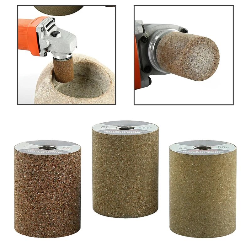 3Pcs Cylindrical Grinding Wheel M10 Thread for Angle Grinder Abrasive Sanding Wheel for Chamfering, Grinding Stones Versatile