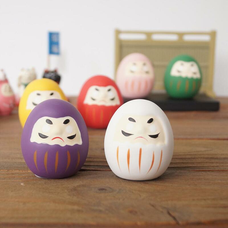 Japanese Ceramic Daruma Doll Crafts Lucky Charm Fortune Ornament Landscape Home Desk Decor Miniature Gifts Accessories