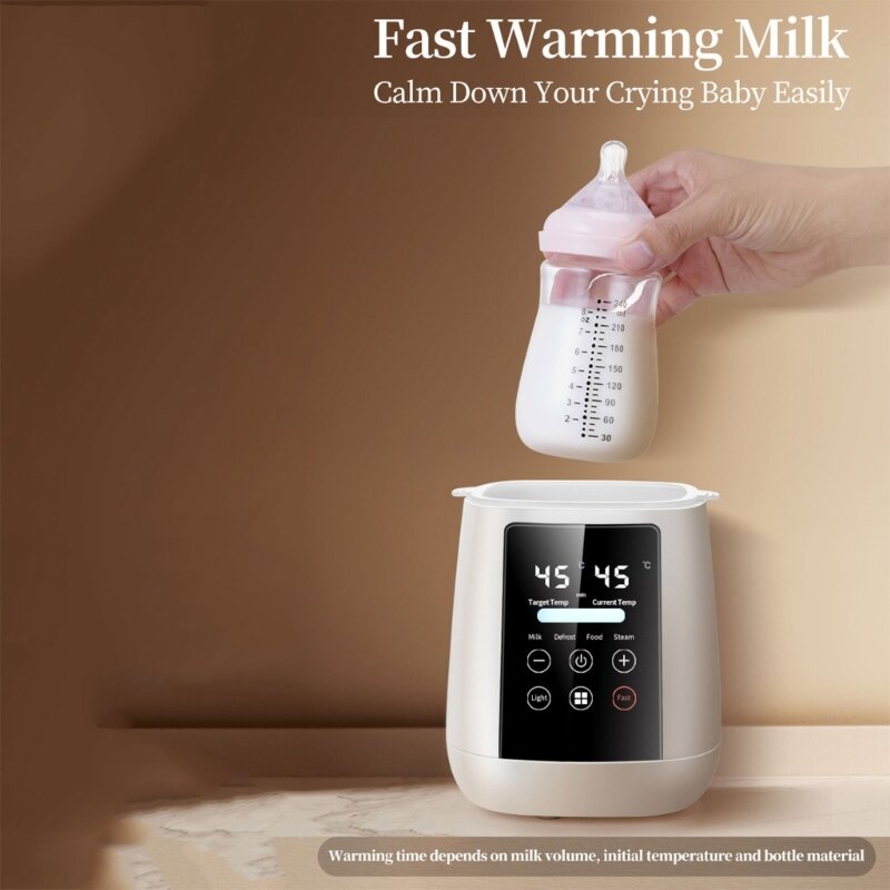 6-in-1-Babyflaschenwärmer mit Timer und LCD-Display, Speisenwärmer und Auftaufunktion, BPA-frei