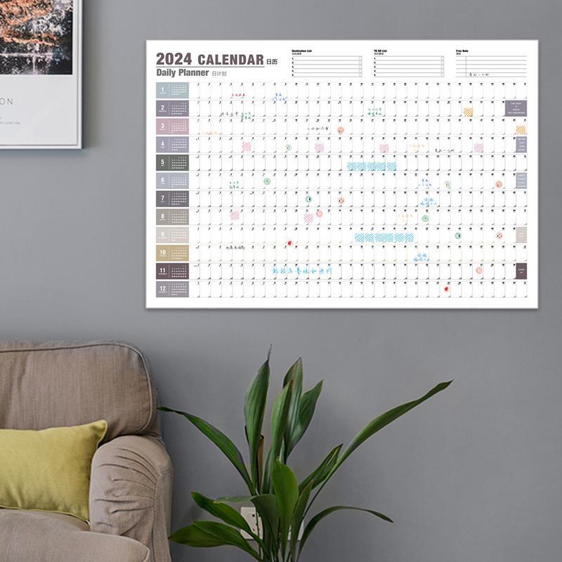2024 Wall Calendar Poster 12-Month Annual Yearly Wall Planner 2024 Poster Calendars For Wall Work Study Home Wall Planner 2024