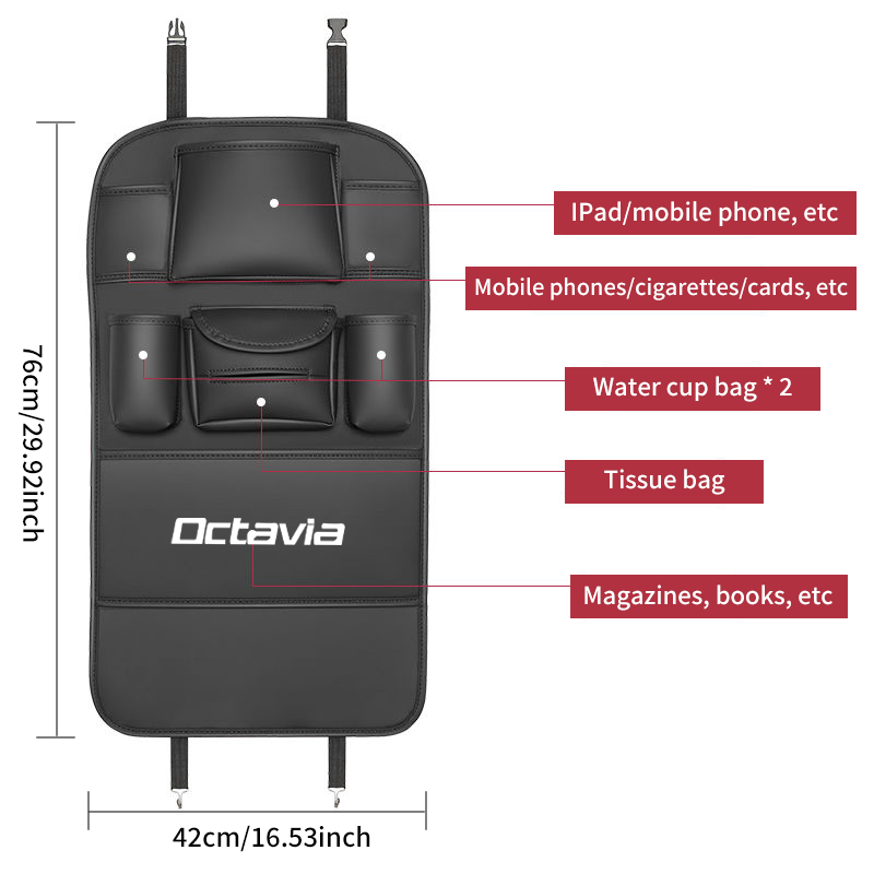 حقيبة تخزين خلفية لمقعد السيارة ، وسادة جلدية مضادة للركل ، ملحقات سيارات داخلية ، جولة سكودا أوكتافيا 2 3 MK1 MK3