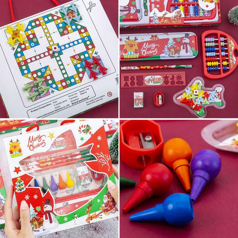 Kids Stationery Set Stationary Letter Writing Kit Eraser Sharpener Pencil Case Pencils Abacus Airplane Chess Gift Box  Christmas