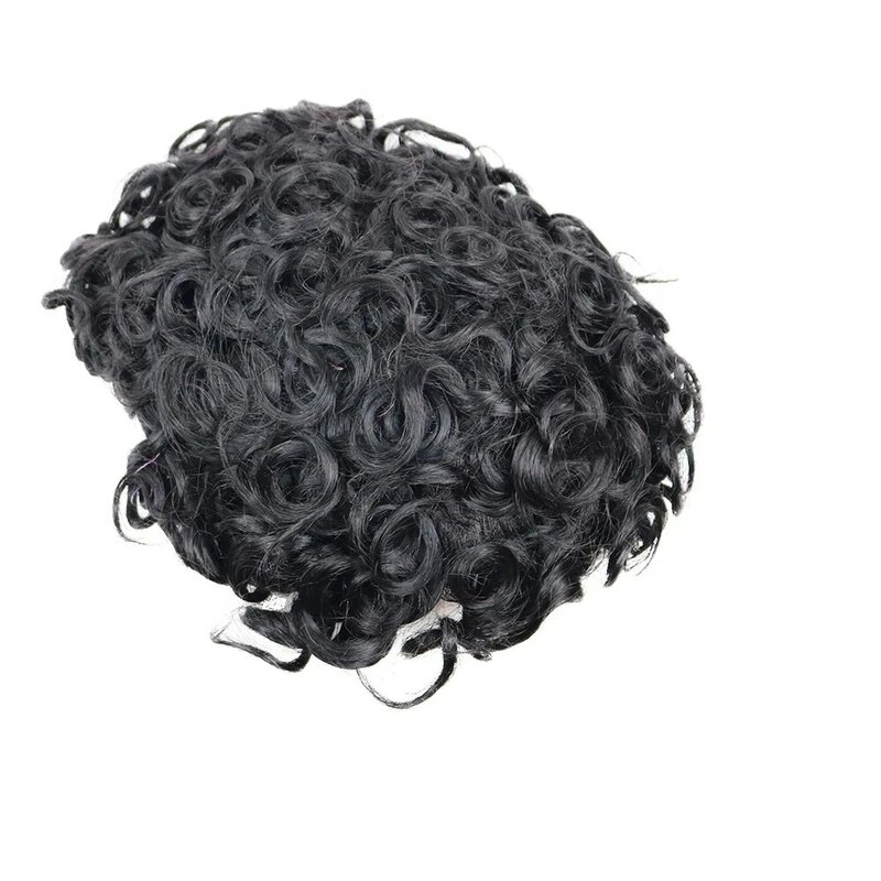 Мужской парик из человеческих волос тонкий моно мужской парик прочный капиллярный протез кудрявые/волнистые/прямые сменная система 130% плотность