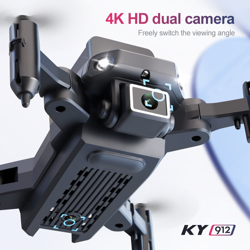 KY912 미니 드론, 10K HD 듀얼 카메라, 장애물 회피, 고정 고도, 접이식 6000m 쿼드콥터, 전문 헬리콥터 장난감