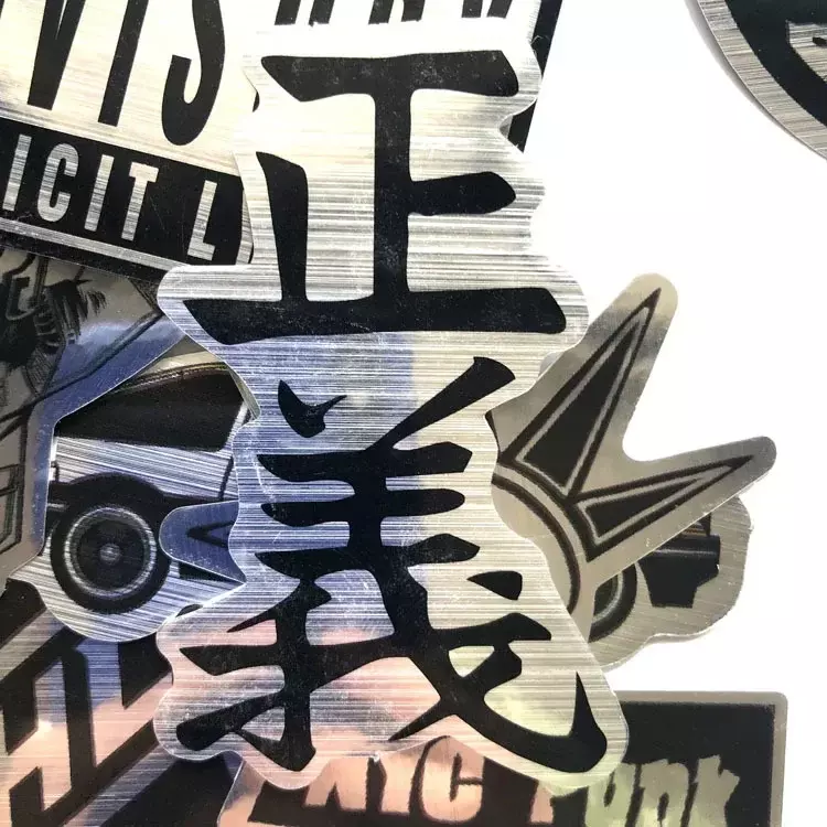 50 Stuks Metallic Zwart-Wit Stickers Voor Laptop Skateboard Bagage Auto Styling Home Decor Jdm Cool Waterdichte Sticker