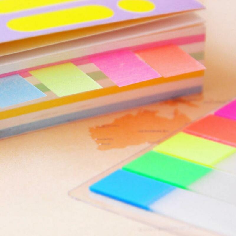 Fluorescente Classificação Auto-adesivo Note Book Label Sticker, Tabs Bandeiras, Escritório e Material Escolar, Papelaria, 5 Pcs, 3 Pcs, 1Pc