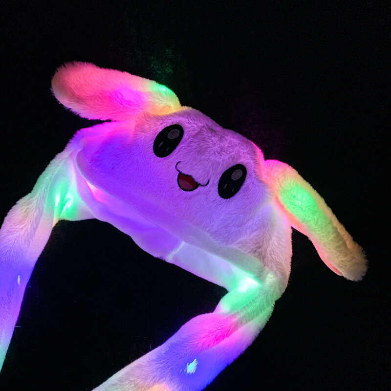 Светящаяся плюшевая шапка кролика, светящаяся шапка и движущиеся уши, шапка кролика для косплея, Рождественская Праздничная шапка для взрослых